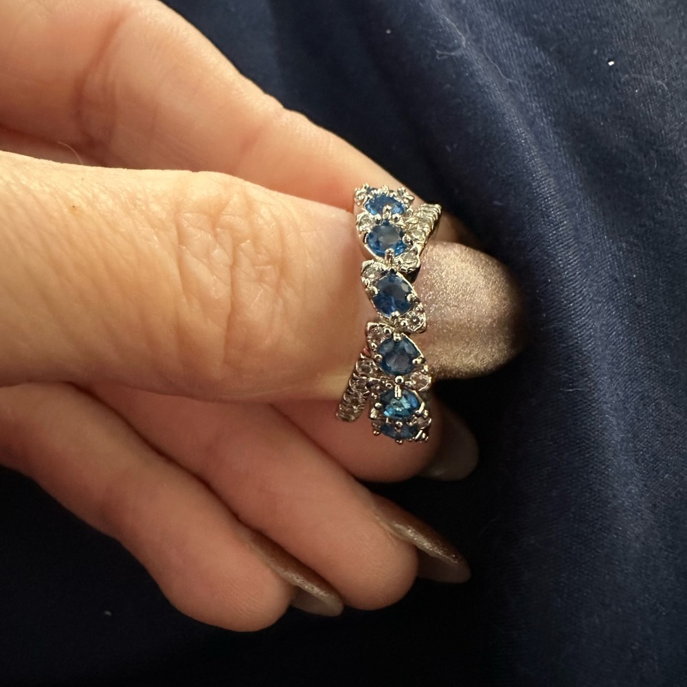 Dazzling Blue and Silver Women's Ring - Picture 9 of 11